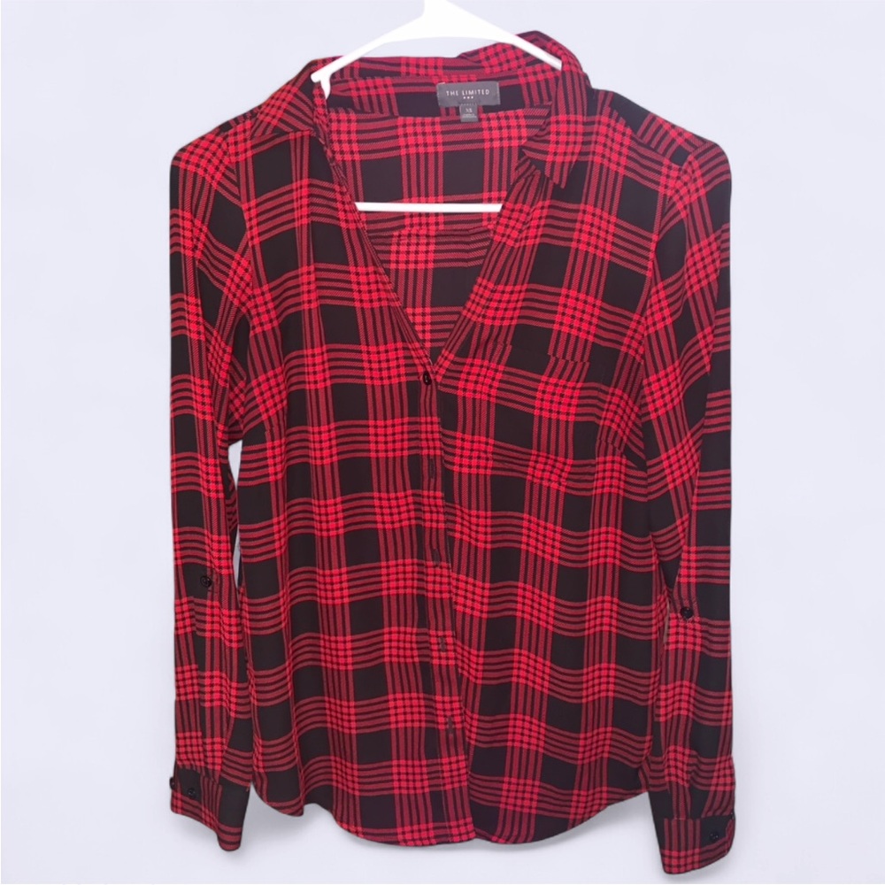 NWOT. Red and Black Plaid Button-Up Shirt.